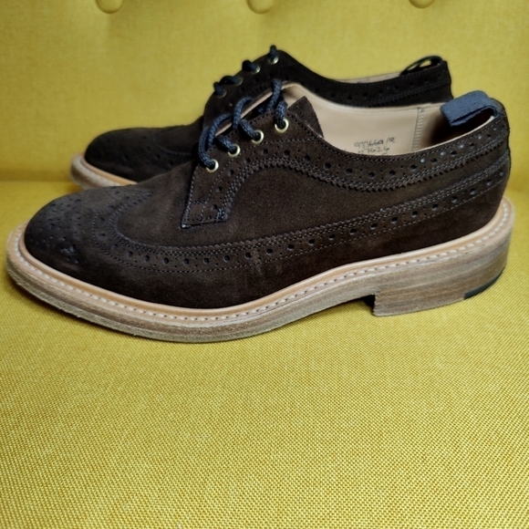 END. X TRICKER'S RICHARD GOLOSH BROGUE Chocolate Repello Suede LIMITED Men's 7.5 - Picture 2 of 13